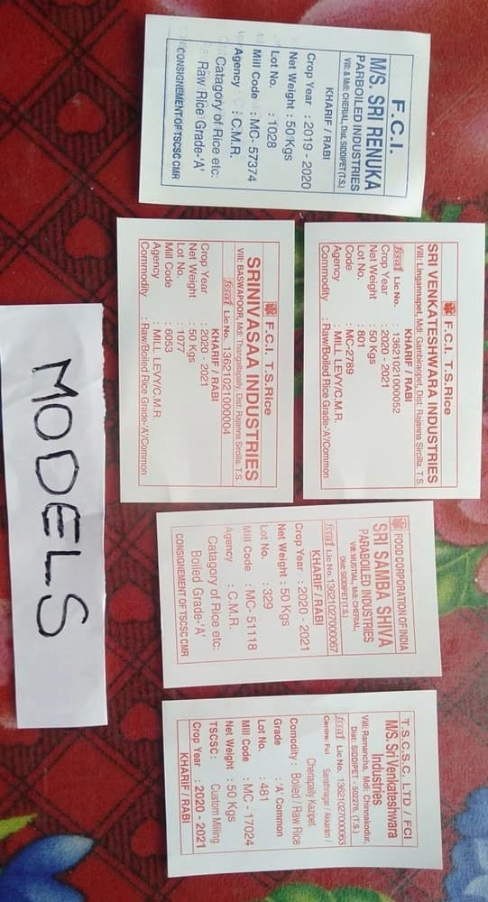 Fci rice milling tag